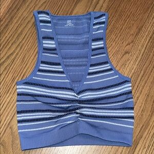 Aerie Striped Blue and Black Knit Crop Top